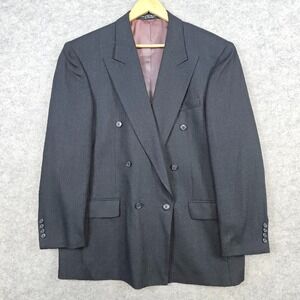 Zylos George Machado Blazer Black Pinstriped R42 100% Wool Double Breasted SNAGS
